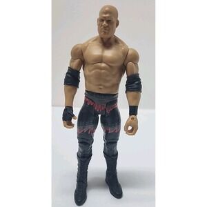 WWE Kane Action Figure Mattel 2011 Unmasked Bald Black Red Flame‎ Tights Toy